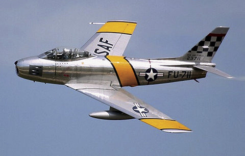 The F-86 Sabre jet that could counter the swept-wing Soviet MiG-15 in high-speed dogfights in the skies of the Korean War.