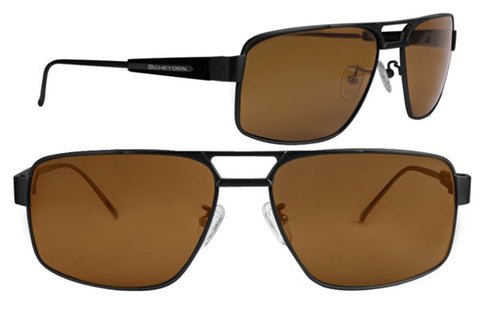 Scheyden C-130 aviators with a titanium frame and bronze tinted mineral glass lenses.