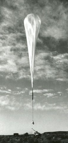 A photo of the Excelsior III ballon ascended to a world record height.