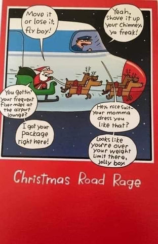 Image of Santa Claus and an airline racing, causing a little bit of Christmas road rage as the exchange barbs