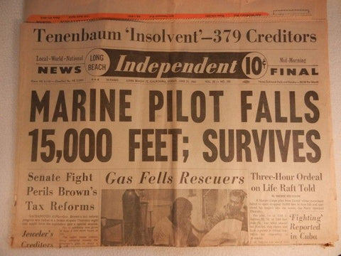 Marine Pilot Falls 15,000 Feet and Survives Article