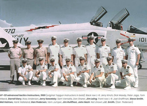 The first class of pilots from the new Air Combat Manuevring school at Miramar Naval Air Station in California.