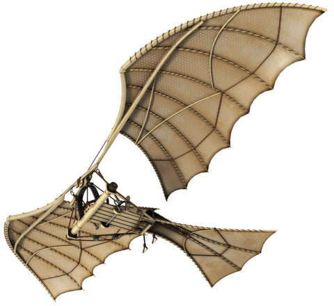 Leonardo da Venci's design of the ornithopter he envisioned for manned flight.