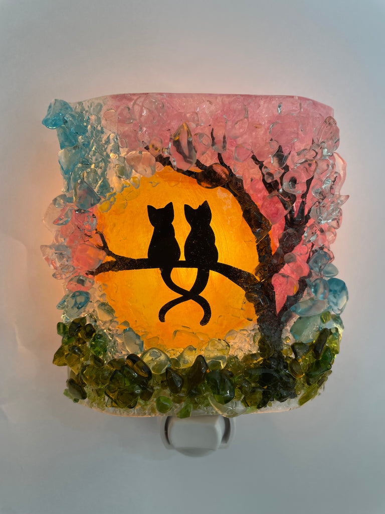 recycled glass cat night light