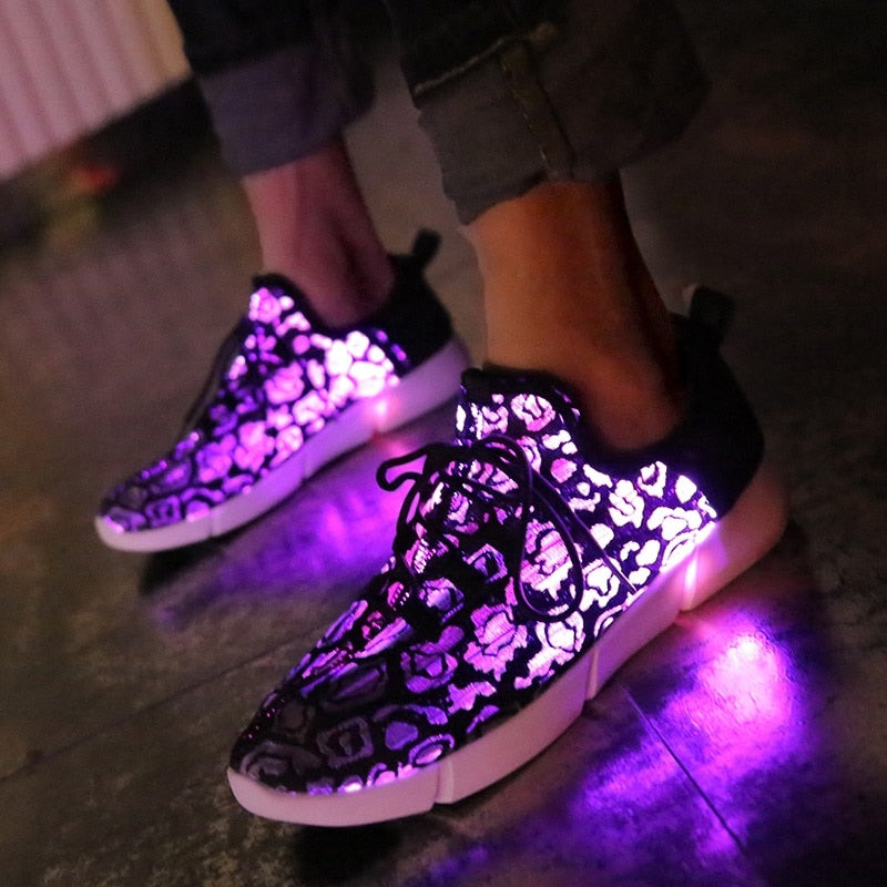 USB chargeable glowing Sneakers Fiber Optic White shoes – citrusfootstore