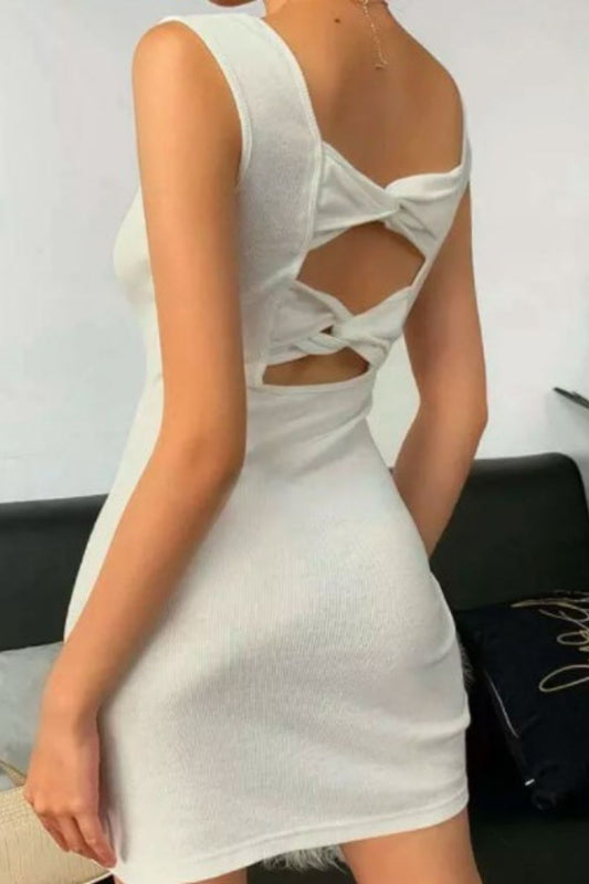 Round neck side slit bodycon dress – Styched Fashion