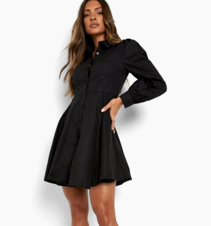 Buy Leriya Fashion Western Dress | Rayon Solid Button Front Shirt Dress for  Women | Roll Tab Sleeve & Collared Neck Flared Dress | Office | Summer  Short Dresses for Women. (Small,