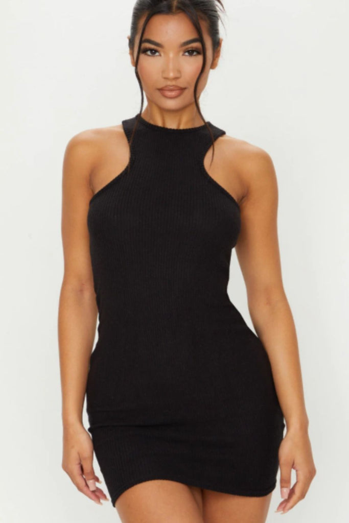 Black Halter Neck Mini Dress – Styched Fashion