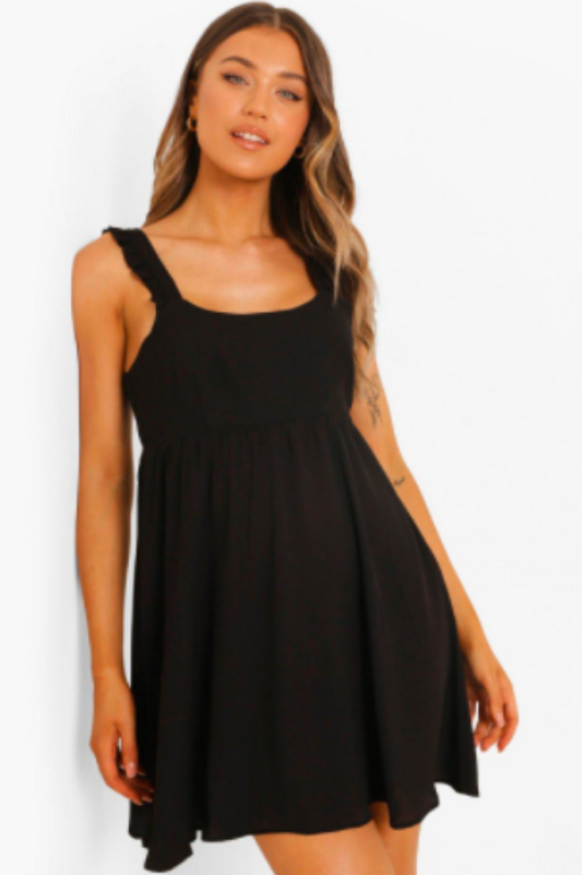 Fit and Flared Black Mini Dress – Styched Fashion