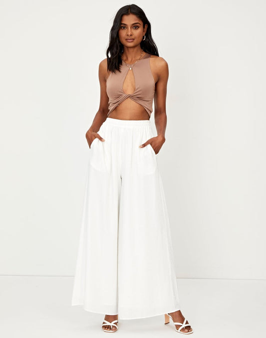 Off White Cotton Wide Leg Pant – Styched Fashion