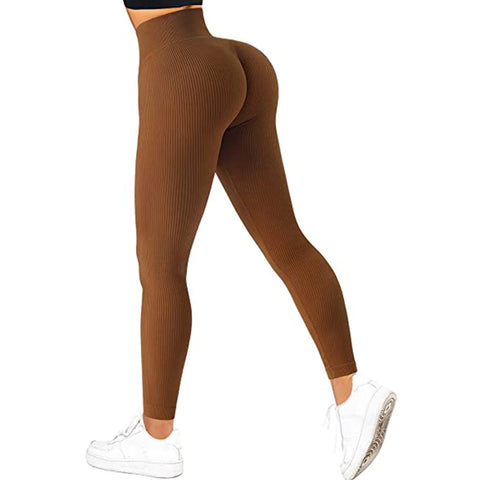 Ribbed Seamless Leggings High Waisted Workout Gym Yoga Pants