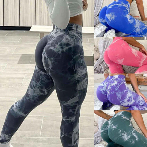 Pcheebum Marble Workout Scrunch Butt Leggings for Women
