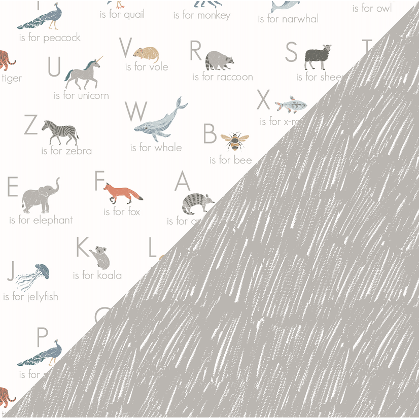 Animal Alphabet + Grey Crayon Oh So Soft Muslin Super Snuggle Blanket