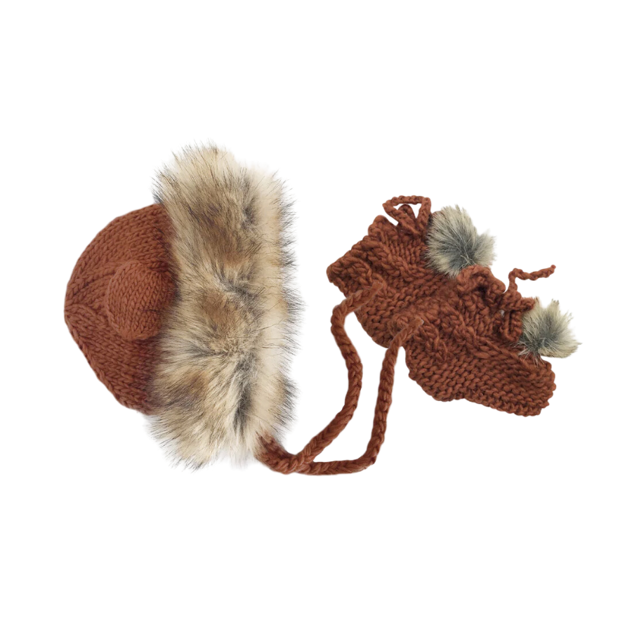 Baby Lion Hat and Booties Set - Cinnamon