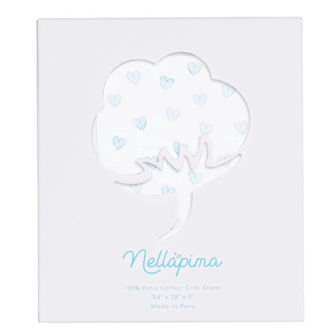 Blue Heart Print Crib Sheets