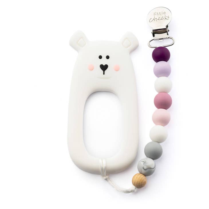 Bear Teether Clip - White