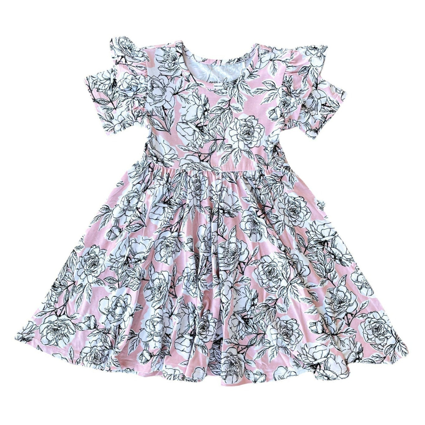 Allie Floral Bamboo Ruffle Spin Dress