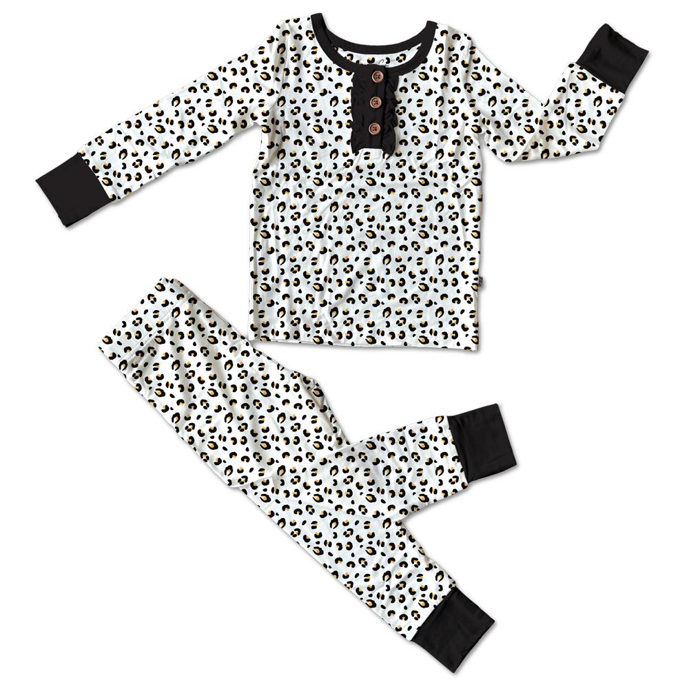 Allie Leopard Bamboo Ruffle 2-Piece Long Sleeve Set