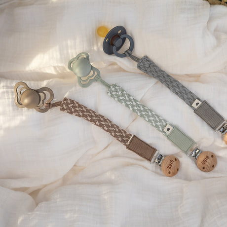 BIBS Pacifier Clip Braid - Dark Oak/Vanilla