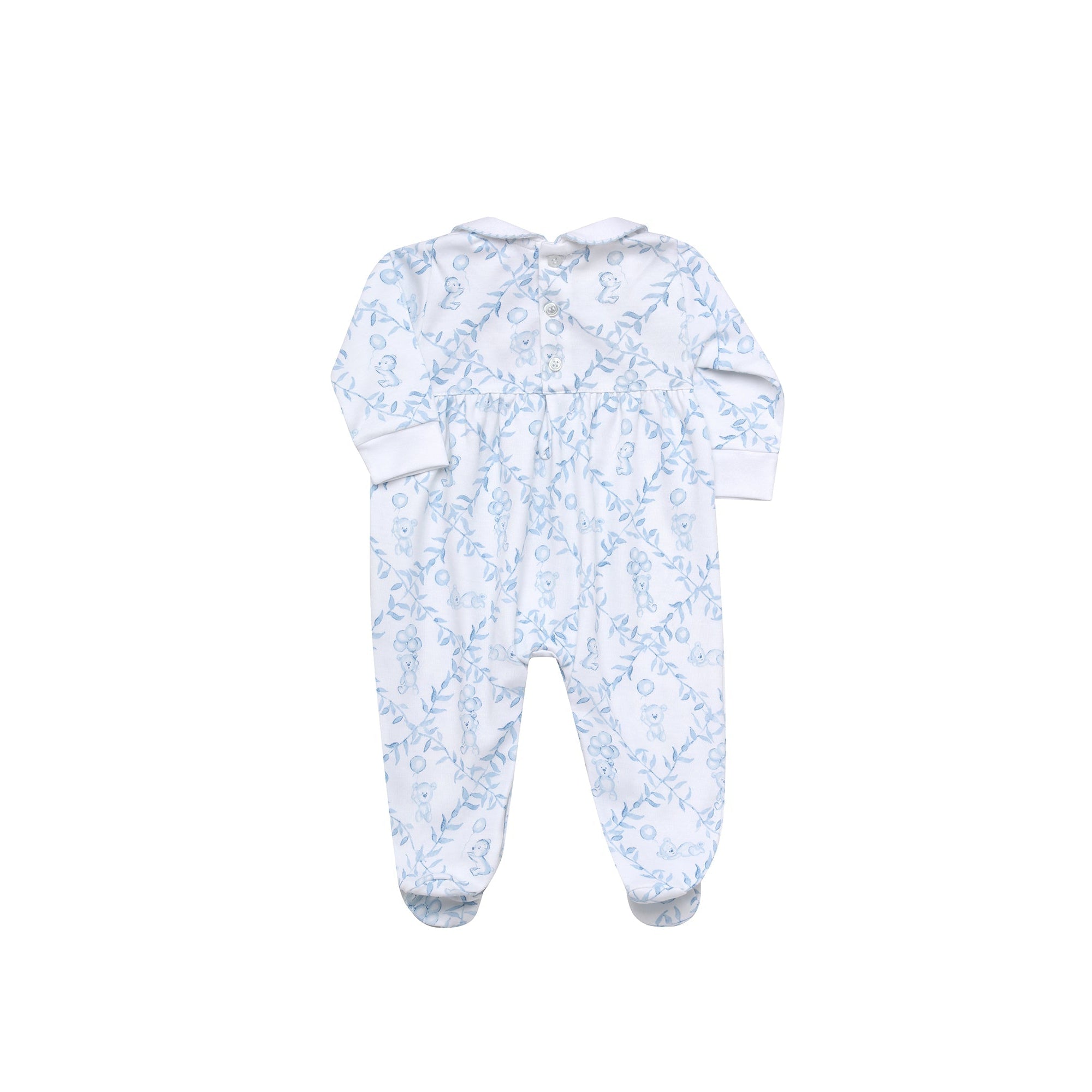 Blue Bears Trellace Smocked Footie