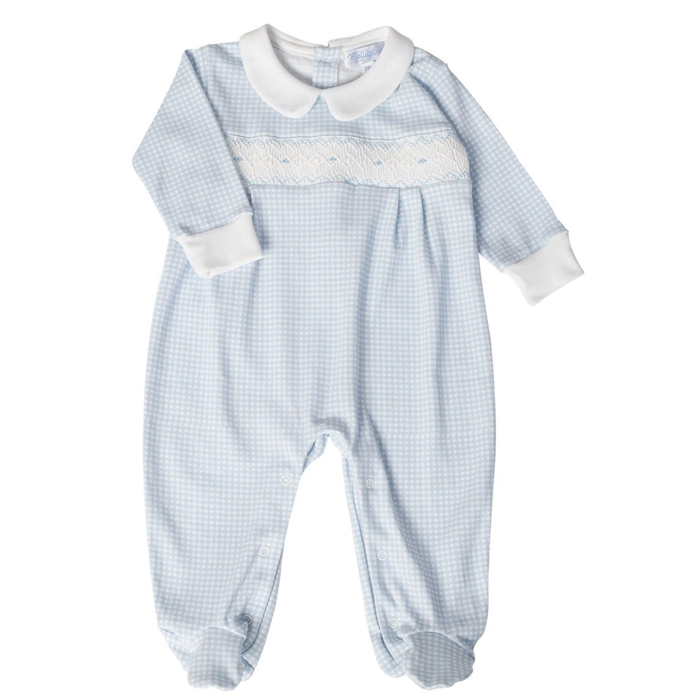 Blue Gingham Smocked Footie