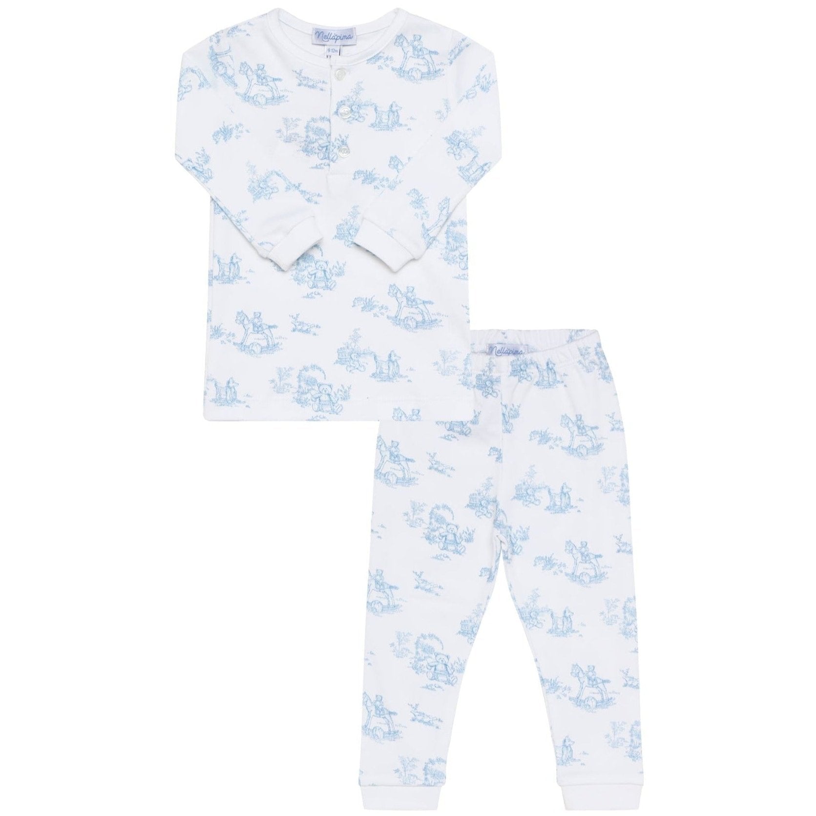 Blue Toile Baby Pajamas