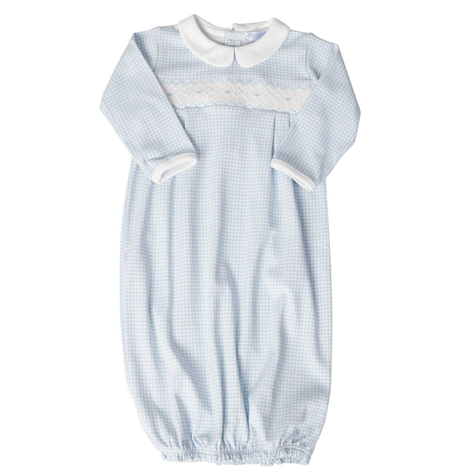 Blue Gingham Baby Gown