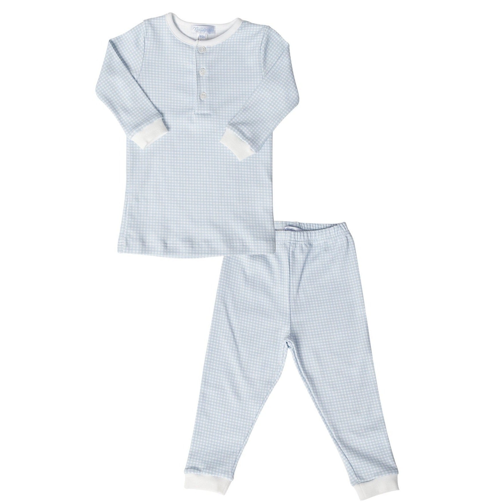 Blue Gingham Baby Pajamas