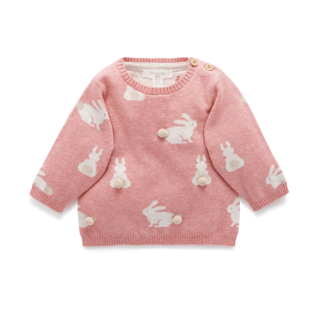 Bunny Friends Jumper & Ruffle Knit Leggings - Pink