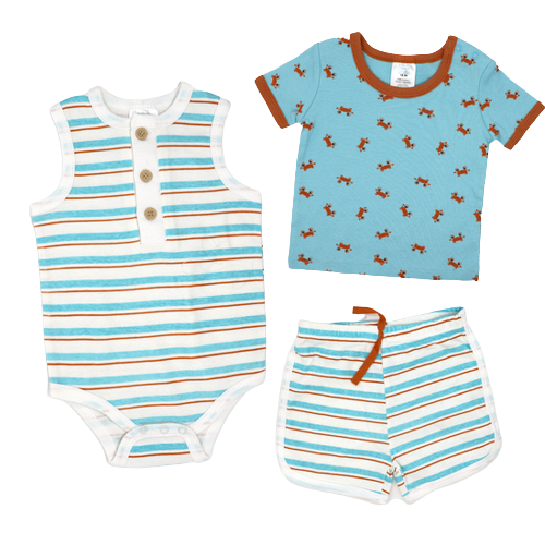 3pc Bodysuit, Top + Bottom Set - Crabby