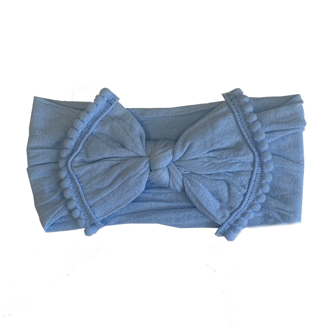 Blue Pom Pom Nylon Baby Headband