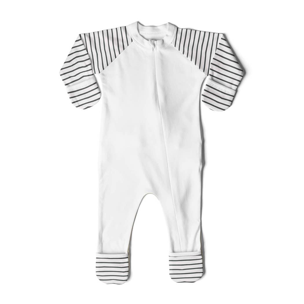 Bamboo Organic Cotton Footie -  Stripe Gray