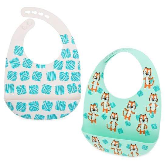 2-Pack Silicone Bibs with Scoop - Tigers