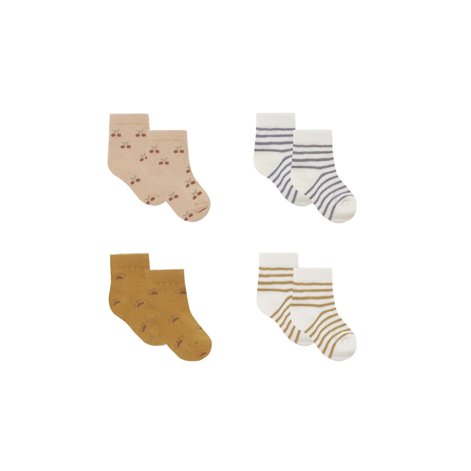 Baby Socks | Cherries, Ochre, Suns, Indigo