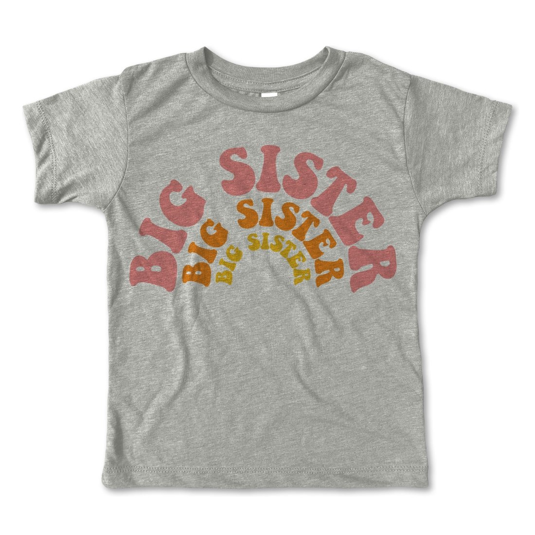 Big Sister Gray Tee - Pink & Yellow