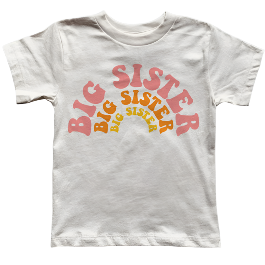 Big Sister Natural Tee - Pink & Yellow