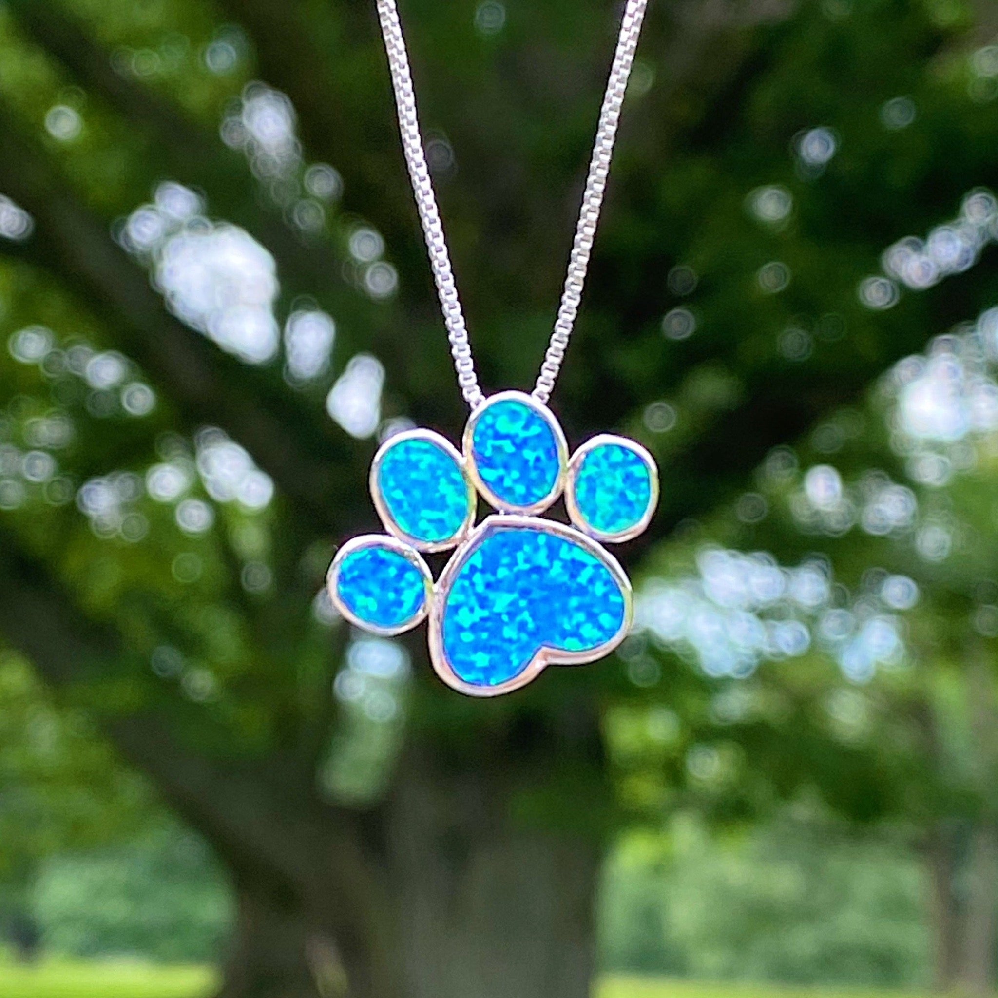 opal paw print necklace