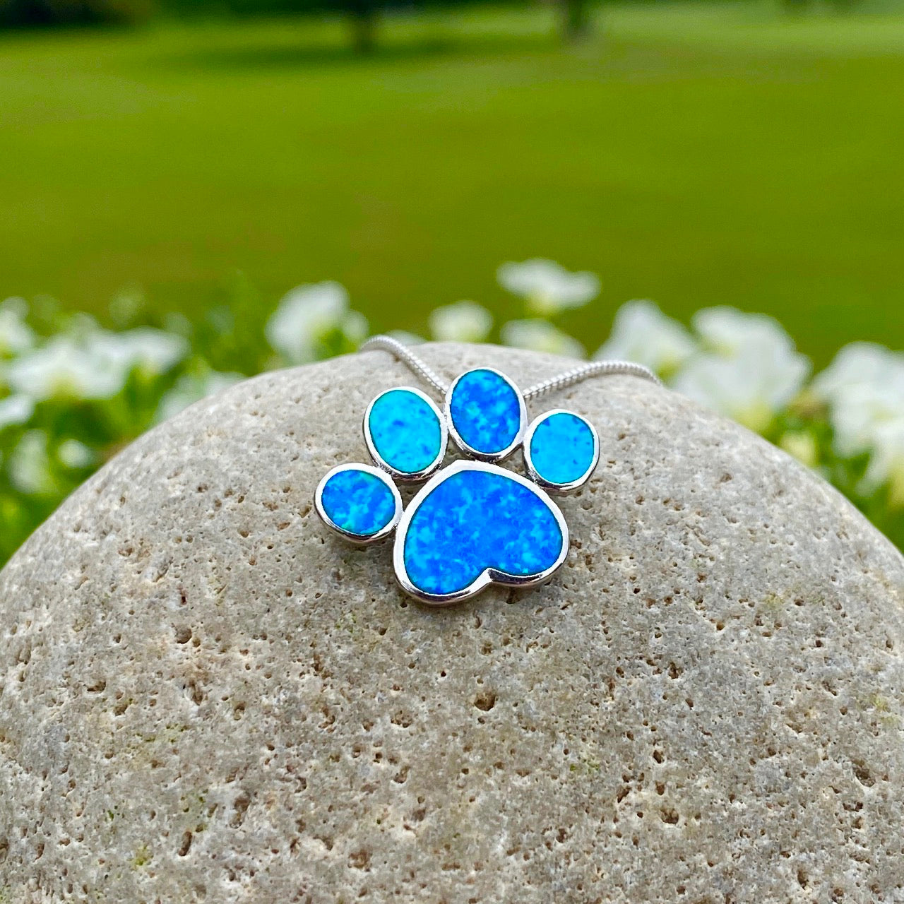 opal paw print necklace