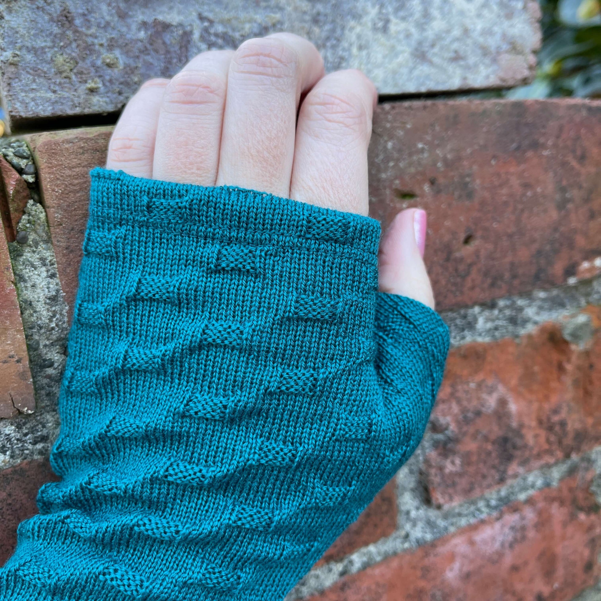 teal wool gloves