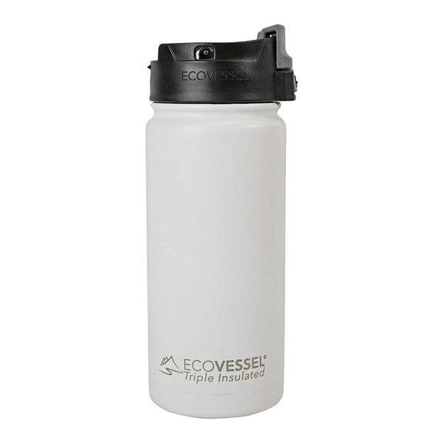 EcoVessel SUMMIT 24 oz Triple Insulated Stainless Steel Water Bottle w/  Flip Straw