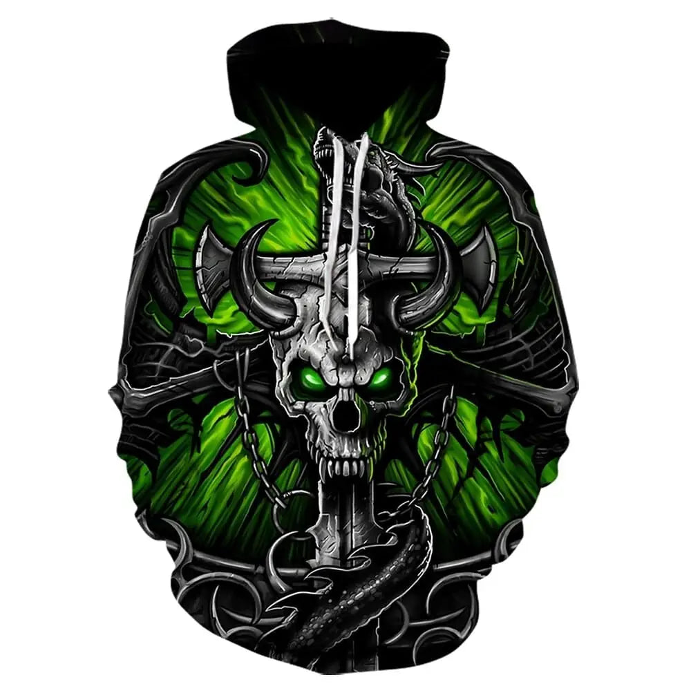 SKULL HOODIE - WHITE FLOWER