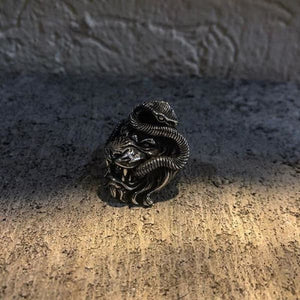 LION & SNAKE RING - CrewSkull®