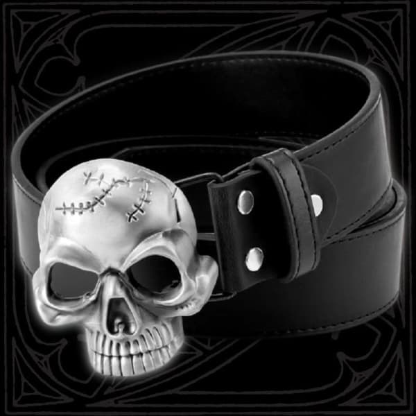 White Leather Belt, Leather Belt Skull, Skull Men's Belts, Jeans Belt