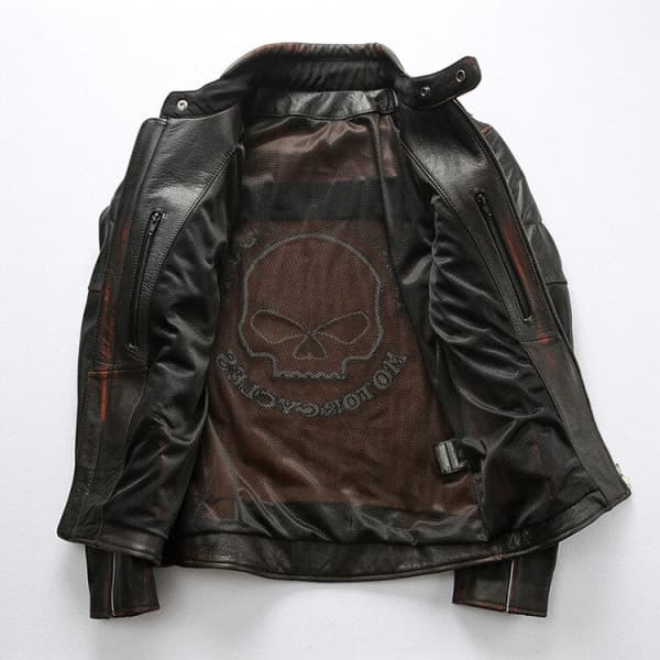 Reflective Skull Leather Jacket - CrewSkull®