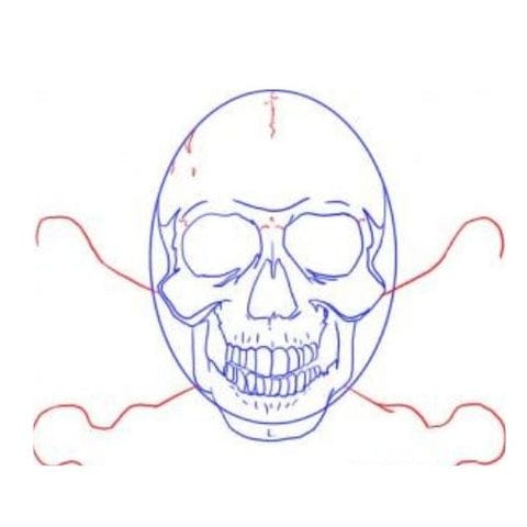 draw a pirate skull with bones