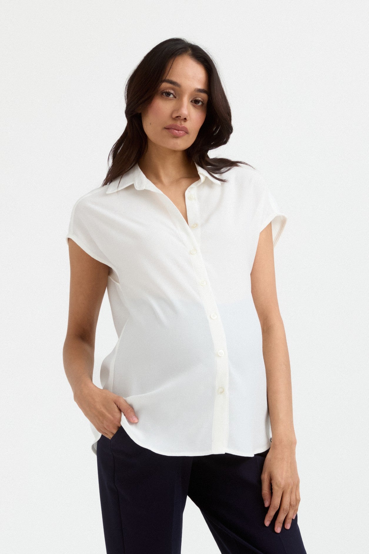 Maternity Work Blouse (White) – Carry Maternity Canada