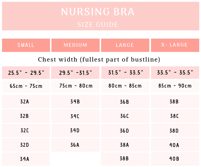 Modern Eternity Maternity & Nursing Bra Size Chart – Carry