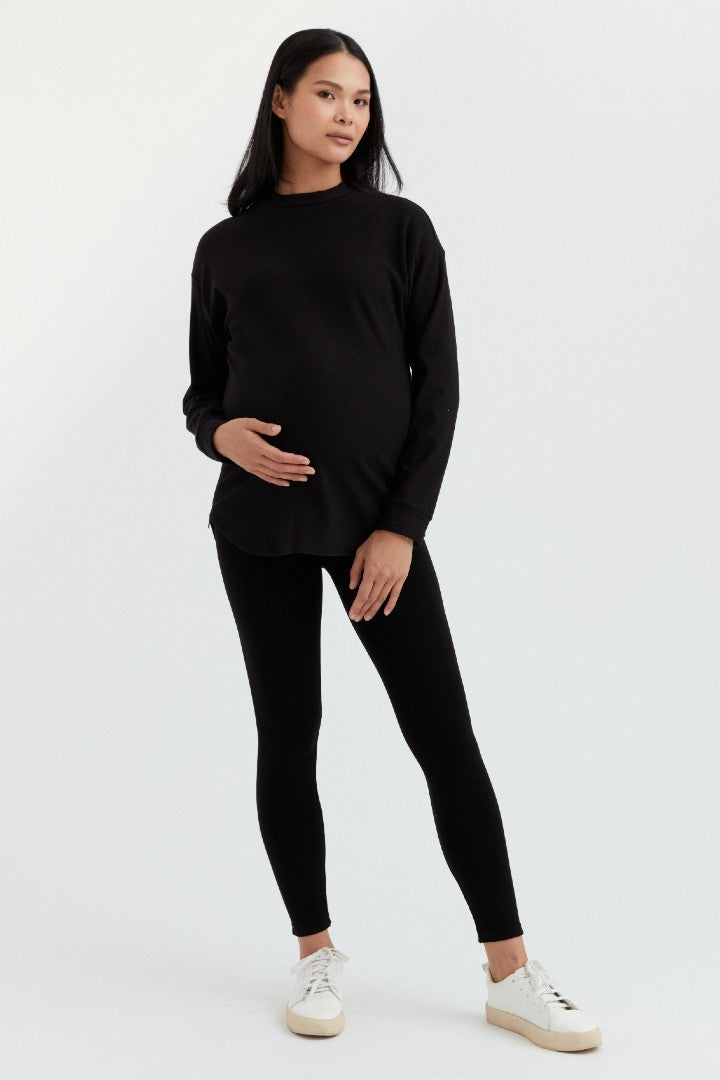 Taqqpue Women's Maternity Fleece Lined Leggings Over the Belly