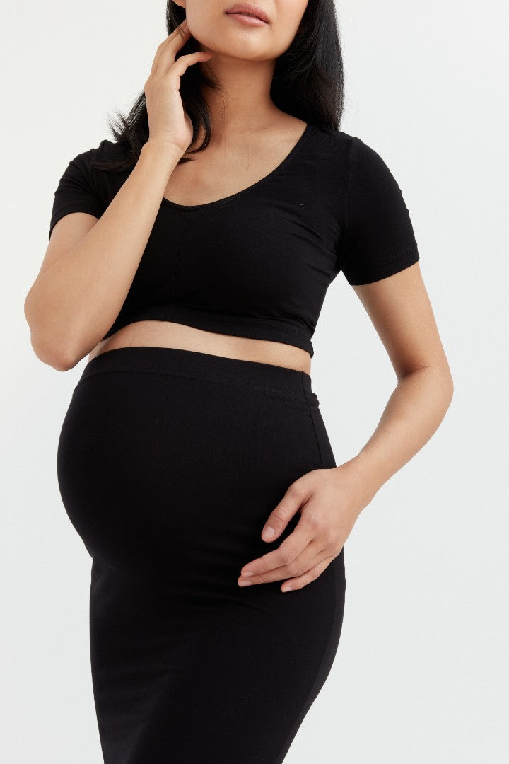 Soft Essential Bamboo Maternity Crop Top (Navy) – Carry Maternity