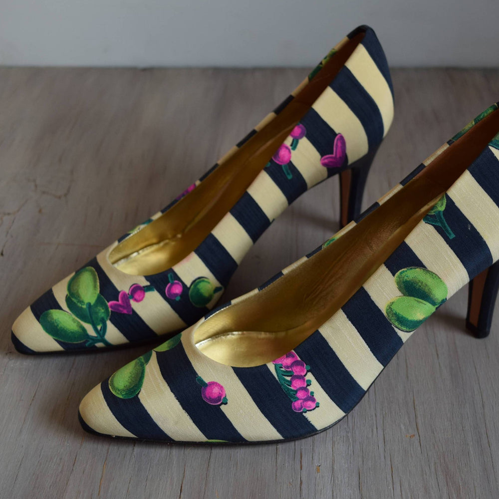 navy striped heels